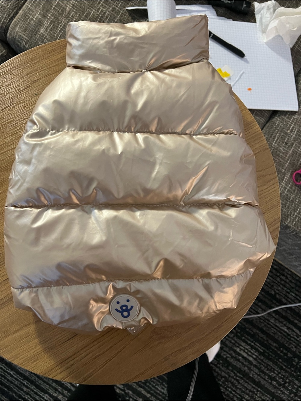 Oodles Metallic Champagne Dog Puffer Vest